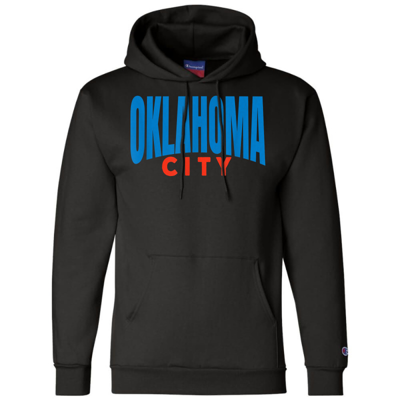 Oklahoma City Blueorangered Fun Simple & Basic Okc Minimal T Shirt Champion Hoodie by linbere | Artistshot