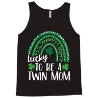 Lucky To Be A Twin Mom St Patrick's Day Leopard Rainbow Long Sleeve T Tank Top | Artistshot