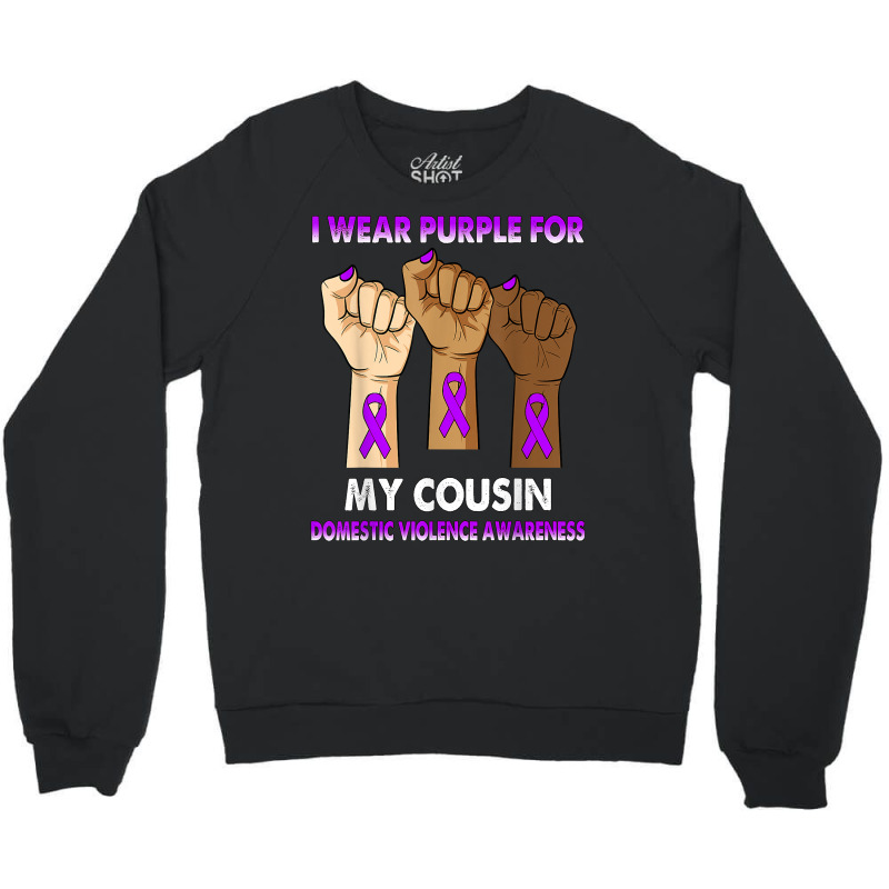 Silence Hand I Wear Purple For My Cousin Domestic Violence T Shirt Crewneck Sweatshirt by casimircorjki0 | Artistshot