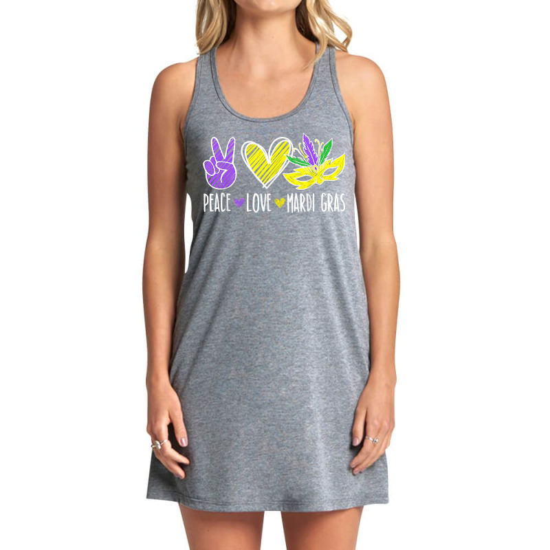 Peace Love Mardi Gras New Orleans Louisiana Parade T Shirt Tank Dress by shanesxk | Artistshot