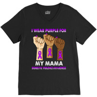 Silence Hand I Wear Purple For My Mama Domestic Violence T Shirt V-neck Tee | Artistshot