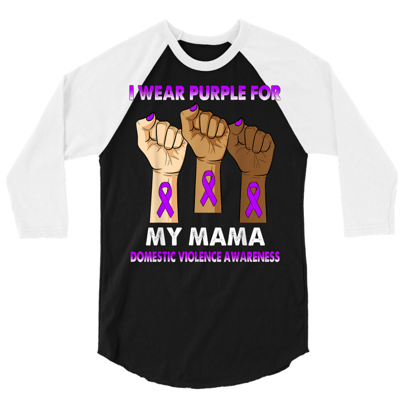 Silence Hand I Wear Purple For My Mama Domestic Violence T Shirt 3/4 Sleeve Shirt by kaykemyjoa | Artistshot