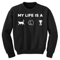 My Life Is A Catastrophe   Funny Witty Cat Butt Trophy Pullover Hoodie Youth Sweatshirt | Artistshot