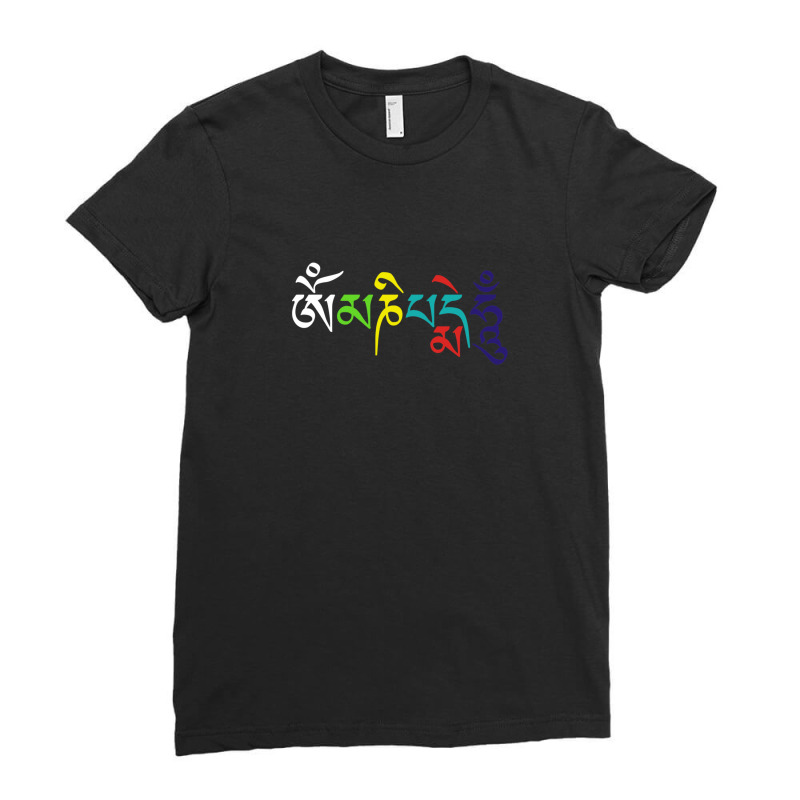 Om Mani Padme Hum- Buddhist Mantra Design Ladies Fitted T-Shirt by BarryGreen | Artistshot