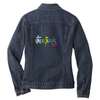 Om Mani Padme Hum- Buddhist Mantra Design Ladies Denim Jacket | Artistshot