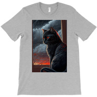 A Black Cat With Red Stripes T-shirt | Artistshot