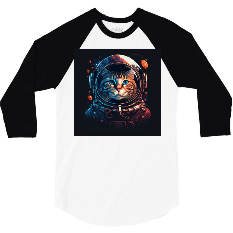 Astronaut Cat 3/4 Sleeve Shirt | Artistshot