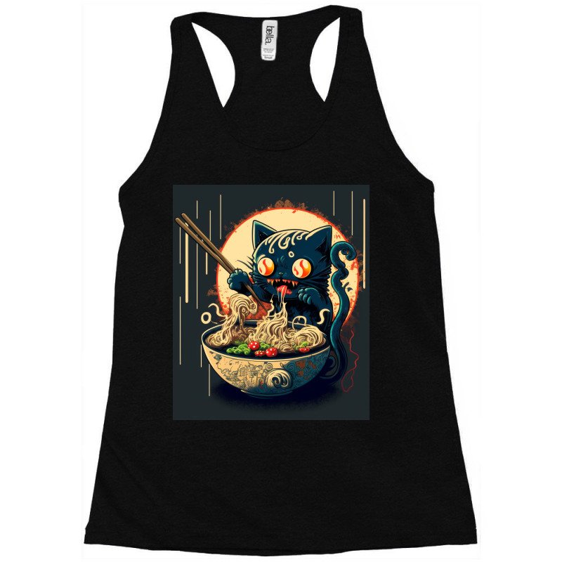 Cat Eating Ramen Racerback Tank by raillytakekik | Artistshot