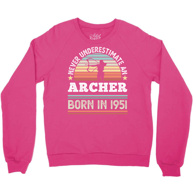 Archer Born 1951 70th Birthday Archery Gift Yellow Crewneck Sweatshirt | Artistshot