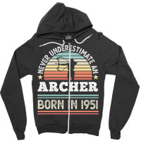 Archer Born 1951 70th Birthday Archery Gift Yellow Zipper Hoodie | Artistshot