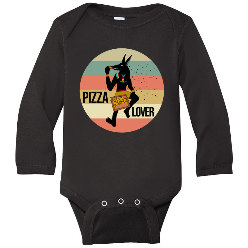 Anubis Eating Pizza Long Sleeve Baby Bodysuit by Cypryanus | Artistshot