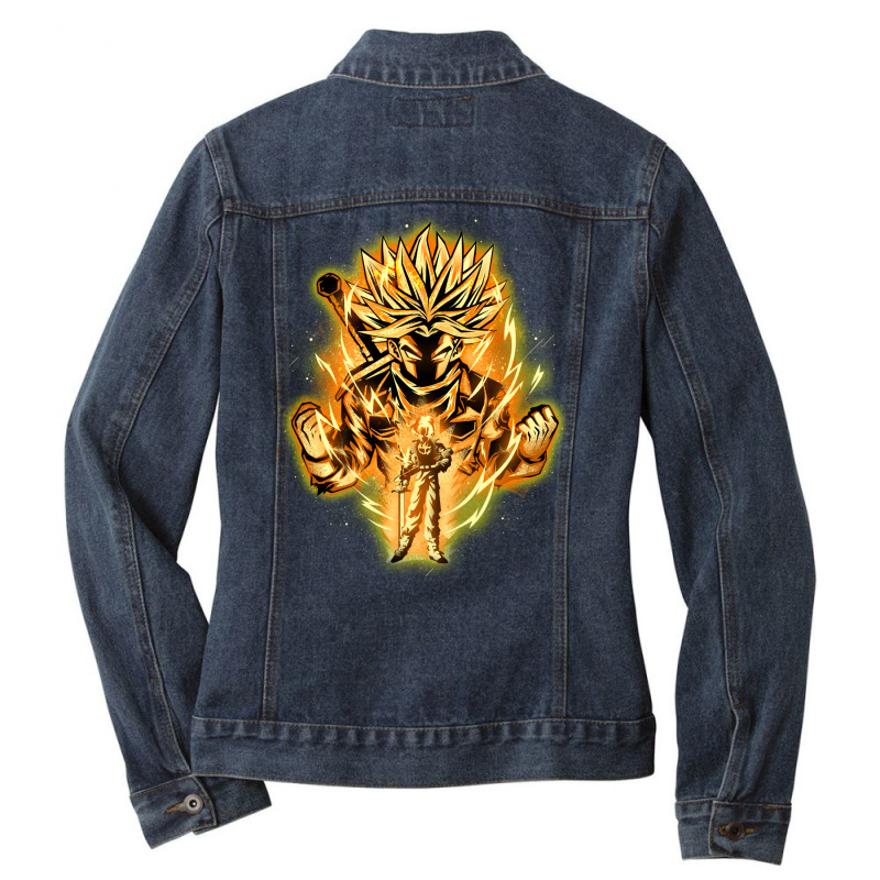 Golden Saiyan Trunks Ladies Denim Jacket by lemoxmahichu | Artistshot