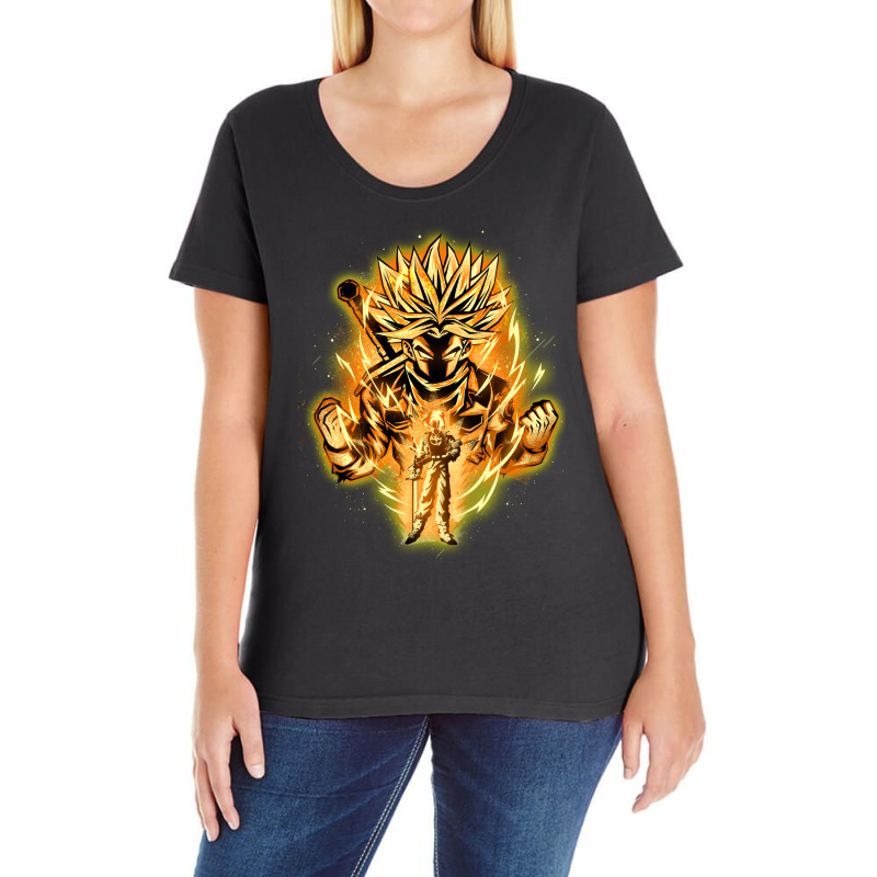 Golden Saiyan Trunks Ladies Curvy T-Shirt by lemoxmahichu | Artistshot