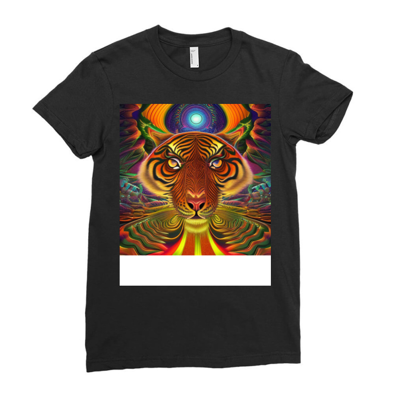 Unique Tiger Art Created Ladies Fitted T-Shirt by sinicaristc | Artistshot