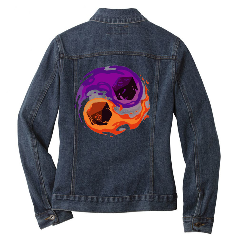 Balance Dice   Dungeon Master Rpg Player   Role Playing Critical Hit Ladies Denim Jacket | Artistshot