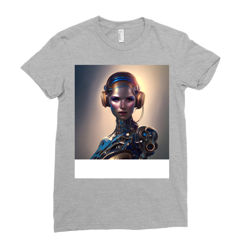 Ai Robot Girl With Headphones Ladies Fitted T-Shirt by dolaretsernf | Artistshot