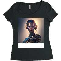 Ai Robot Girl With Headphones Women's Triblend Scoop T-shirt | Artistshot