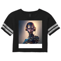 Ai Robot Girl With Headphones Scorecard Crop Tee | Artistshot