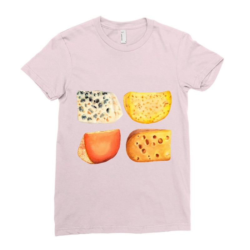 Different Types Of Cheese,cheese Pack Blue Cheese, Maasdam Ladies Fitted T-Shirt by marinah | Artistshot