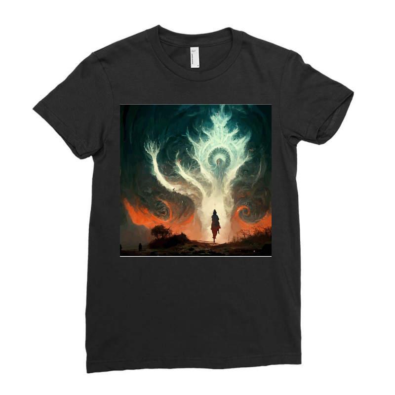 Blood Born Traveler Giant Wind Magic Poster Ladies Fitted T-Shirt by milerbenjam | Artistshot