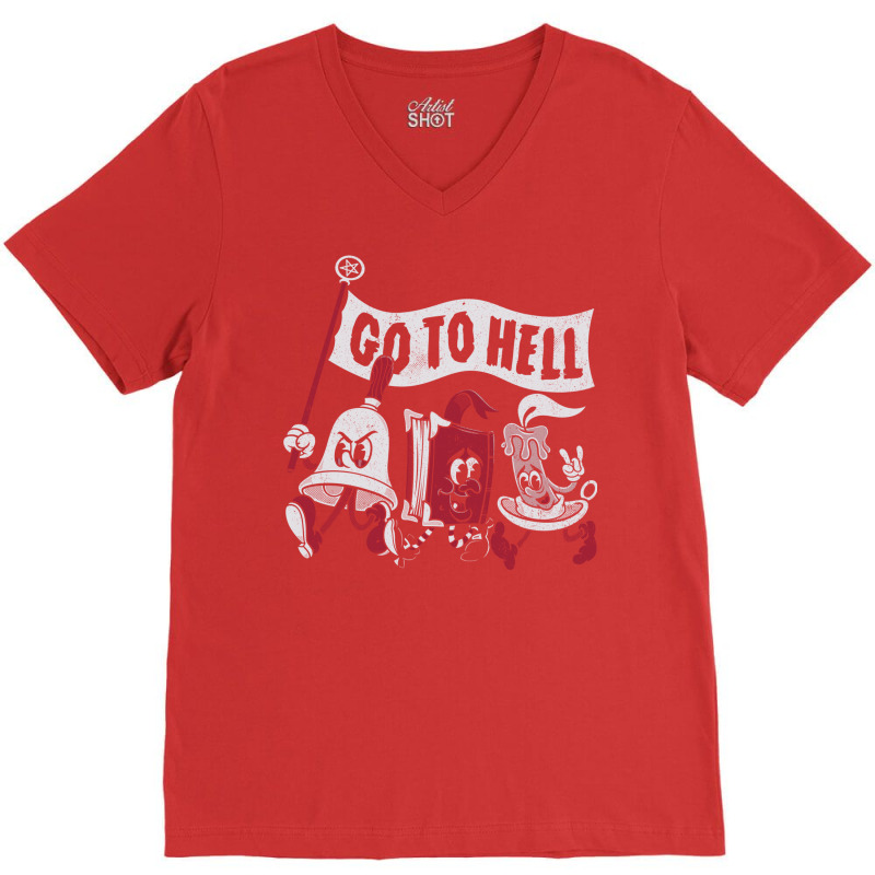 Go To Hell   Vintage Distressed Creepy Cute Goth Cartoon   Exorcise V-neck Tee | Artistshot