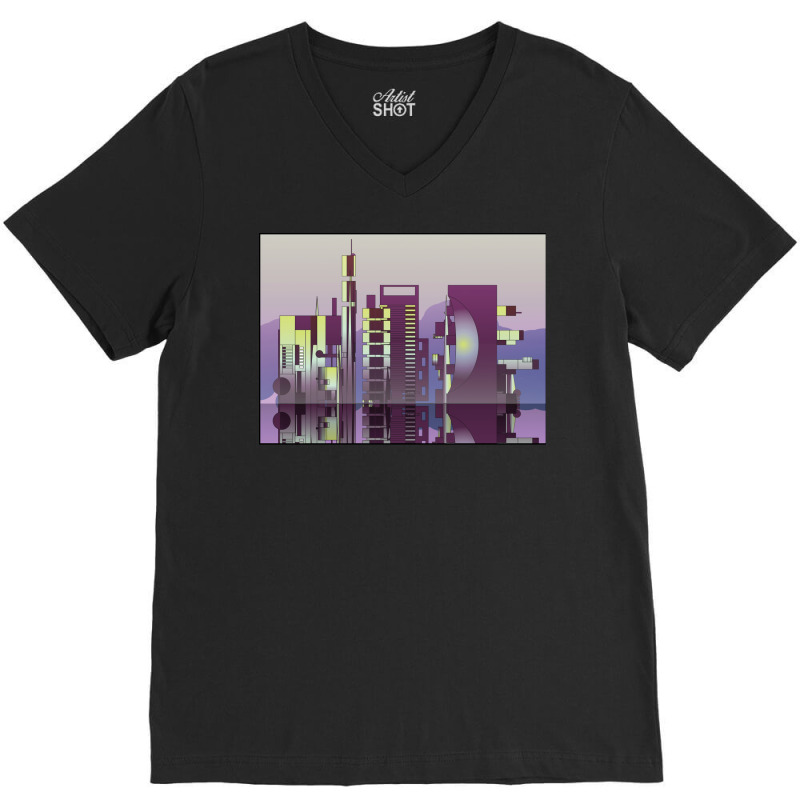 Future Cityscape Love V-neck Tee | Artistshot