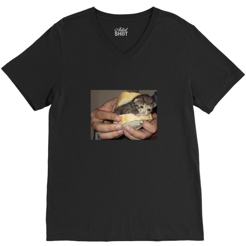 Sad Cat Sandwich V-neck Tee | Artistshot