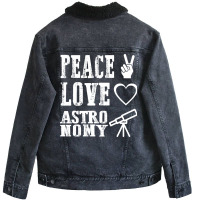 Peace Love Astronomy Stars Unisex Sherpa-lined Denim Jacket | Artistshot