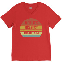 Worlds Okayest Architect 70s V-neck Tee | Artistshot