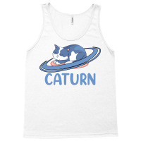 Caturn Sleeping Cat On Planet Saturn Astronomy Tank Top | Artistshot