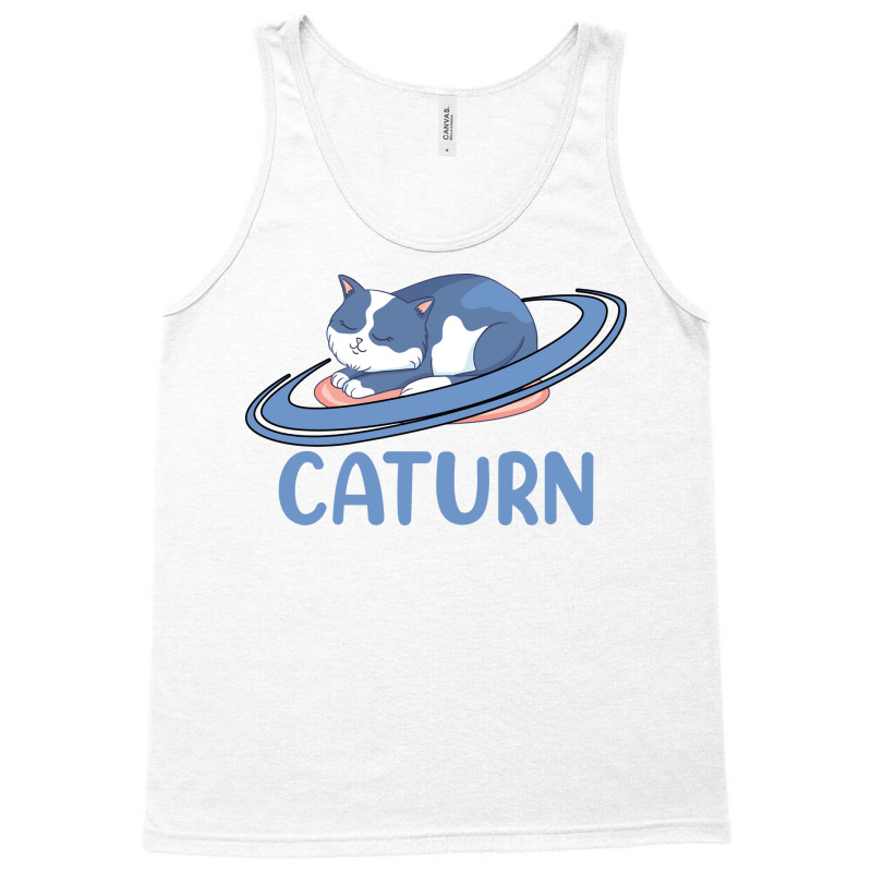 Caturn Sleeping Cat On Planet Saturn Astronomy Tank Top | Artistshot