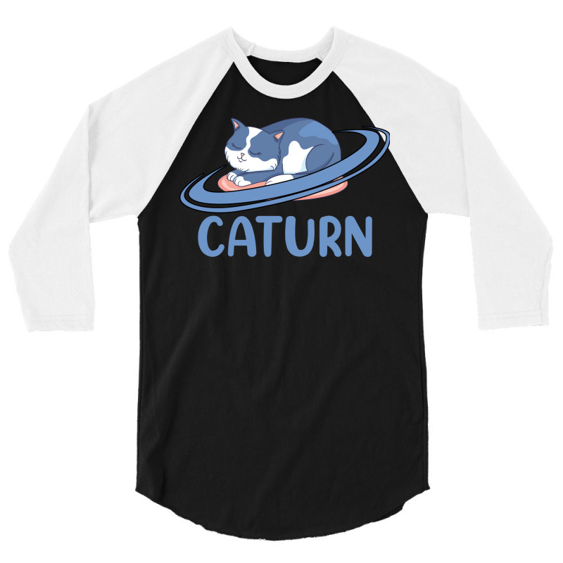 Caturn Sleeping Cat On Planet Saturn Astronomy 3/4 Sleeve Shirt | Artistshot