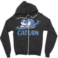 Caturn Sleeping Cat On Planet Saturn Astronomy Zipper Hoodie | Artistshot