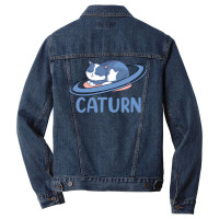 Caturn Sleeping Cat On Planet Saturn Astronomy Men Denim Jacket | Artistshot