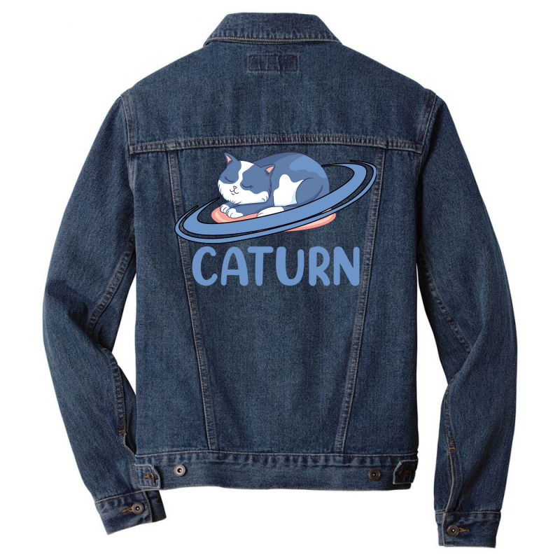 Caturn Sleeping Cat On Planet Saturn Astronomy Men Denim Jacket | Artistshot