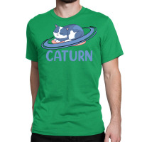 Caturn Sleeping Cat On Planet Saturn Astronomy Classic T-shirt | Artistshot