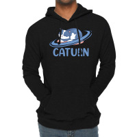 Caturn Sleeping Cat On Planet Saturn Astronomy Lightweight Hoodie | Artistshot