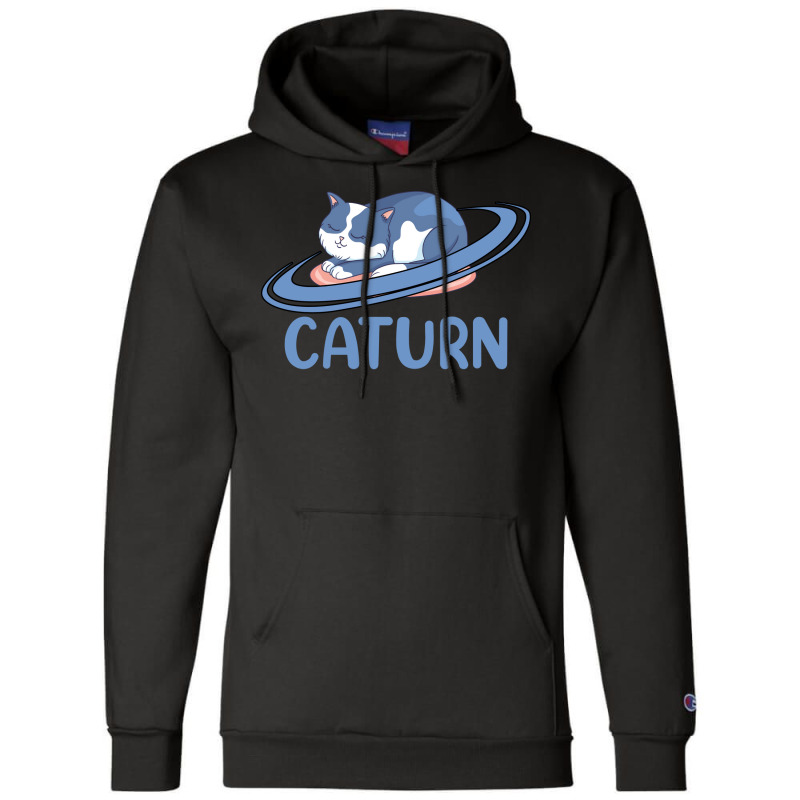 Caturn Sleeping Cat On Planet Saturn Astronomy Champion Hoodie | Artistshot