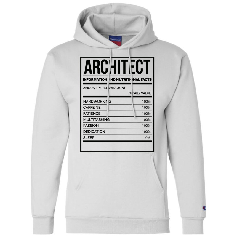 Awesome And Funny Nutrition Label Architect Architects Architecture Sa Champion Hoodie | Artistshot