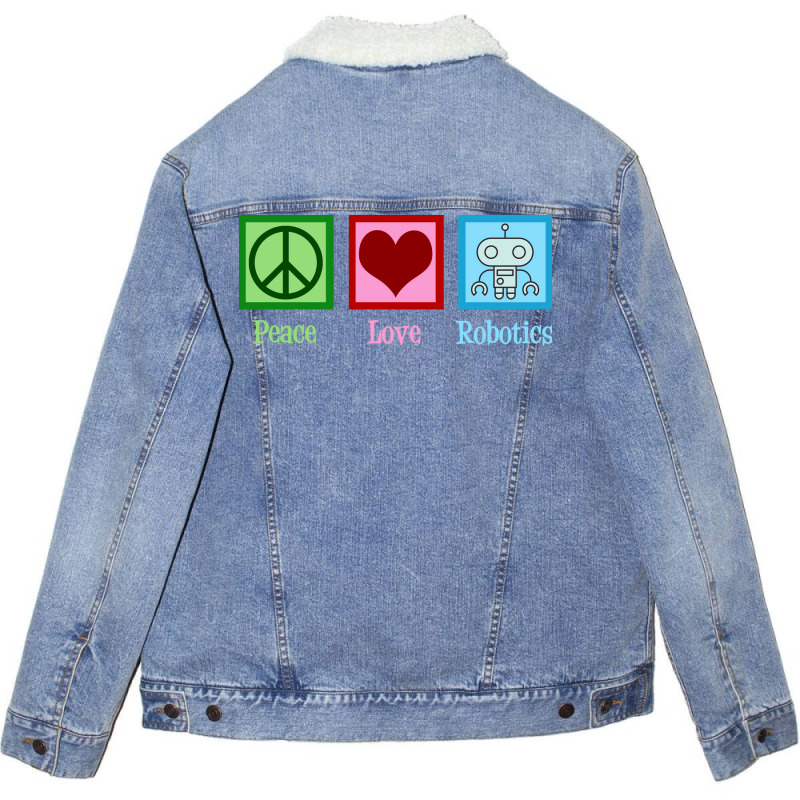 Peace Love Robotics Unisex Sherpa-lined Denim Jacket | Artistshot