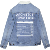 Funny Architect Person Facts White Text Cute Unisex Sherpa-lined Denim Jacket | Artistshot