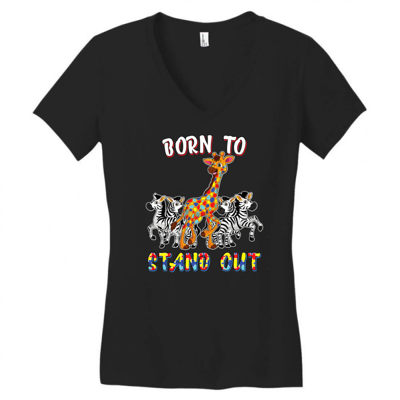 Autism Awareness Born To Stand Out Women's V-Neck T-Shirt by AdeArt | Artistshot