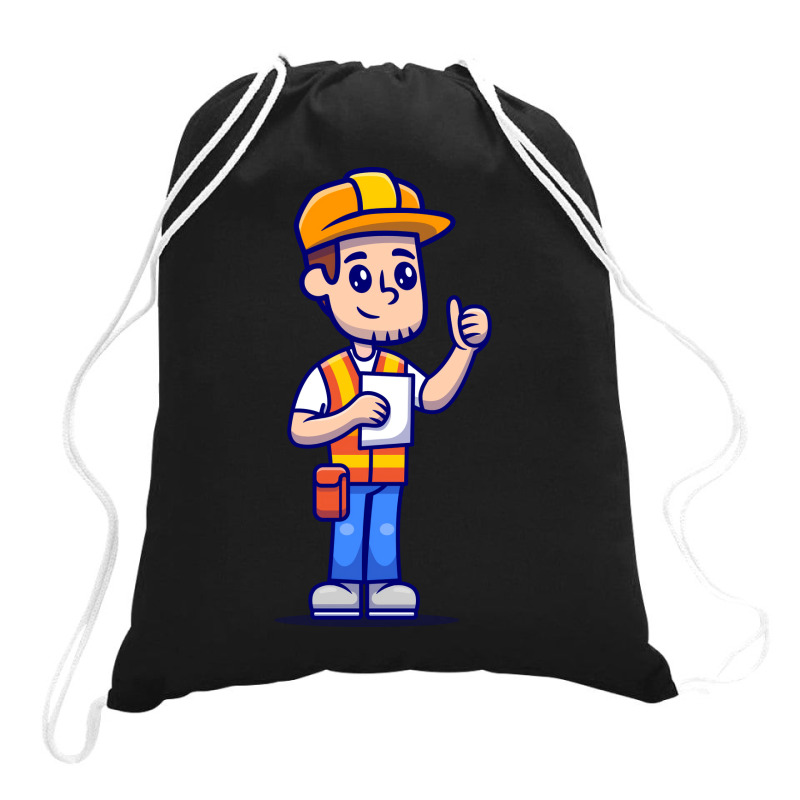 Man Architect Construction Holding Paper Sketch Cool Drawstring Bags | Artistshot