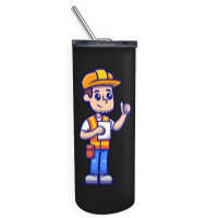 Man Architect Construction Holding Paper Sketch Cool Skinny Tumbler | Artistshot