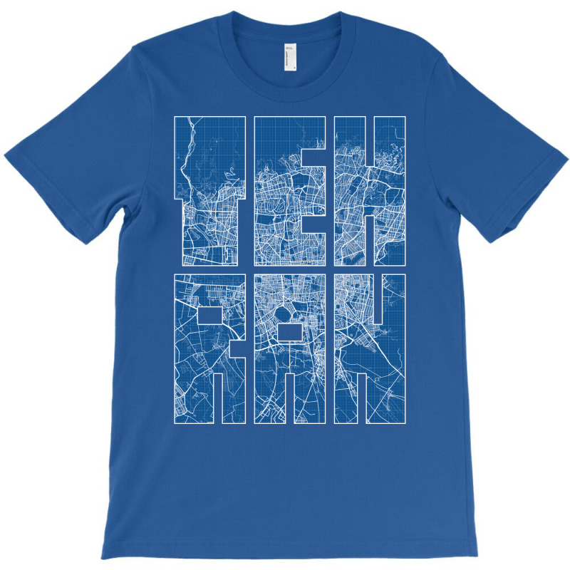 Tehran Iran City Map Typography Blueprint T-shirt | Artistshot