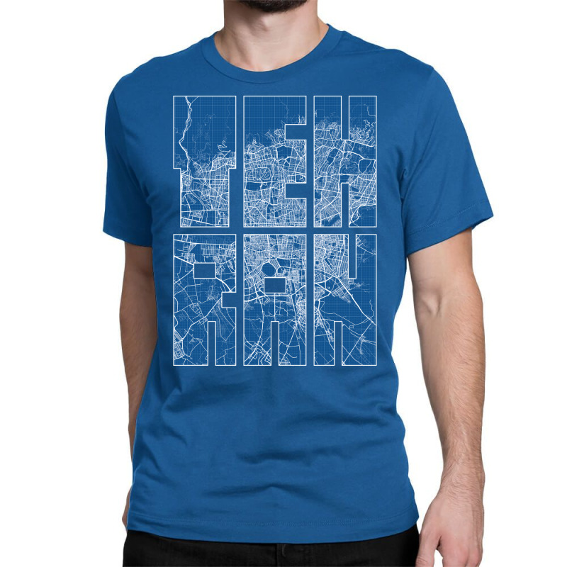 Tehran Iran City Map Typography Blueprint Classic T-shirt | Artistshot