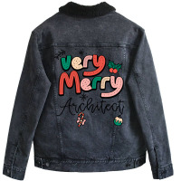 Very Merry Architect Christmas Humor Unisex Sherpa-lined Denim Jacket | Artistshot