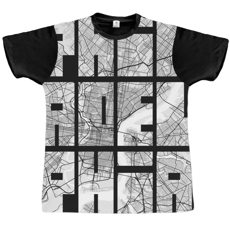 Philadelphia Usa City Map Typography Light Graphic T-shirt | Artistshot