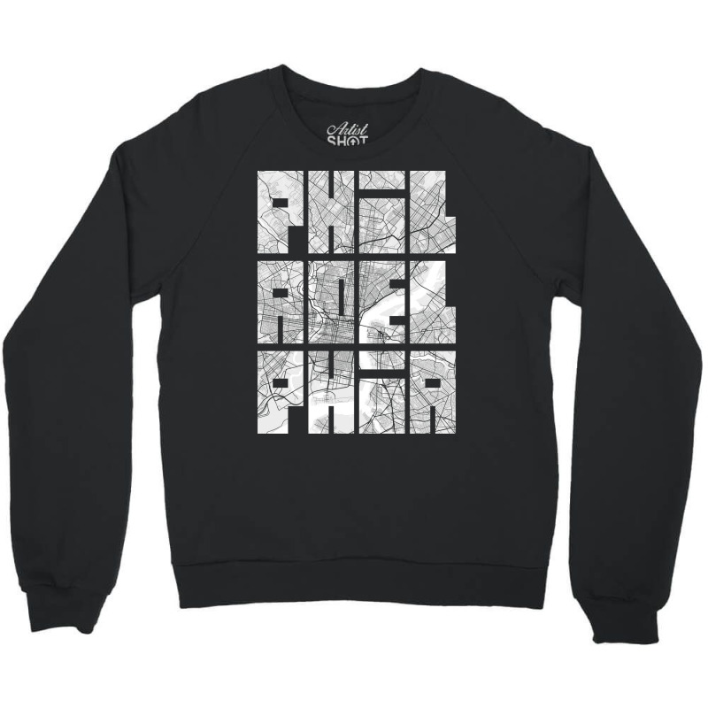 Philadelphia Usa City Map Typography Light Crewneck Sweatshirt | Artistshot