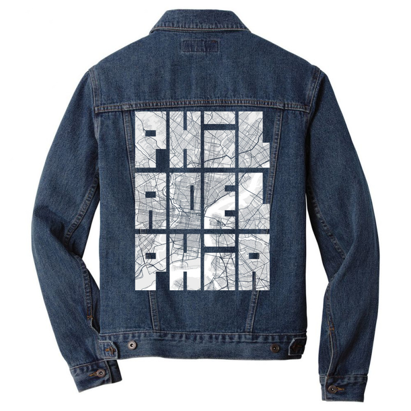 Philadelphia Usa City Map Typography Light Men Denim Jacket | Artistshot